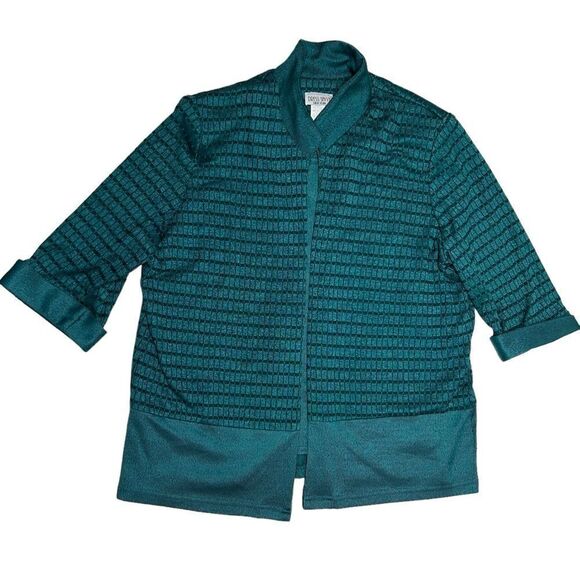 Vintage Blue Matching Blazer Set High Rise Blue Capri Pants Ankle Pants Stretch - Picture 8 of 13